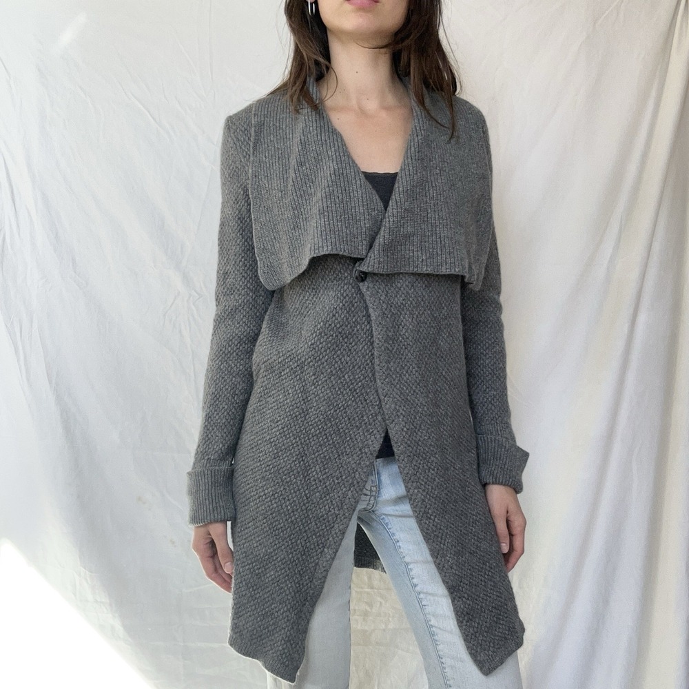 Mantovani Studio Cashmere Grey Cardigan Made In Italy Quiet Luxury 90s Parisian